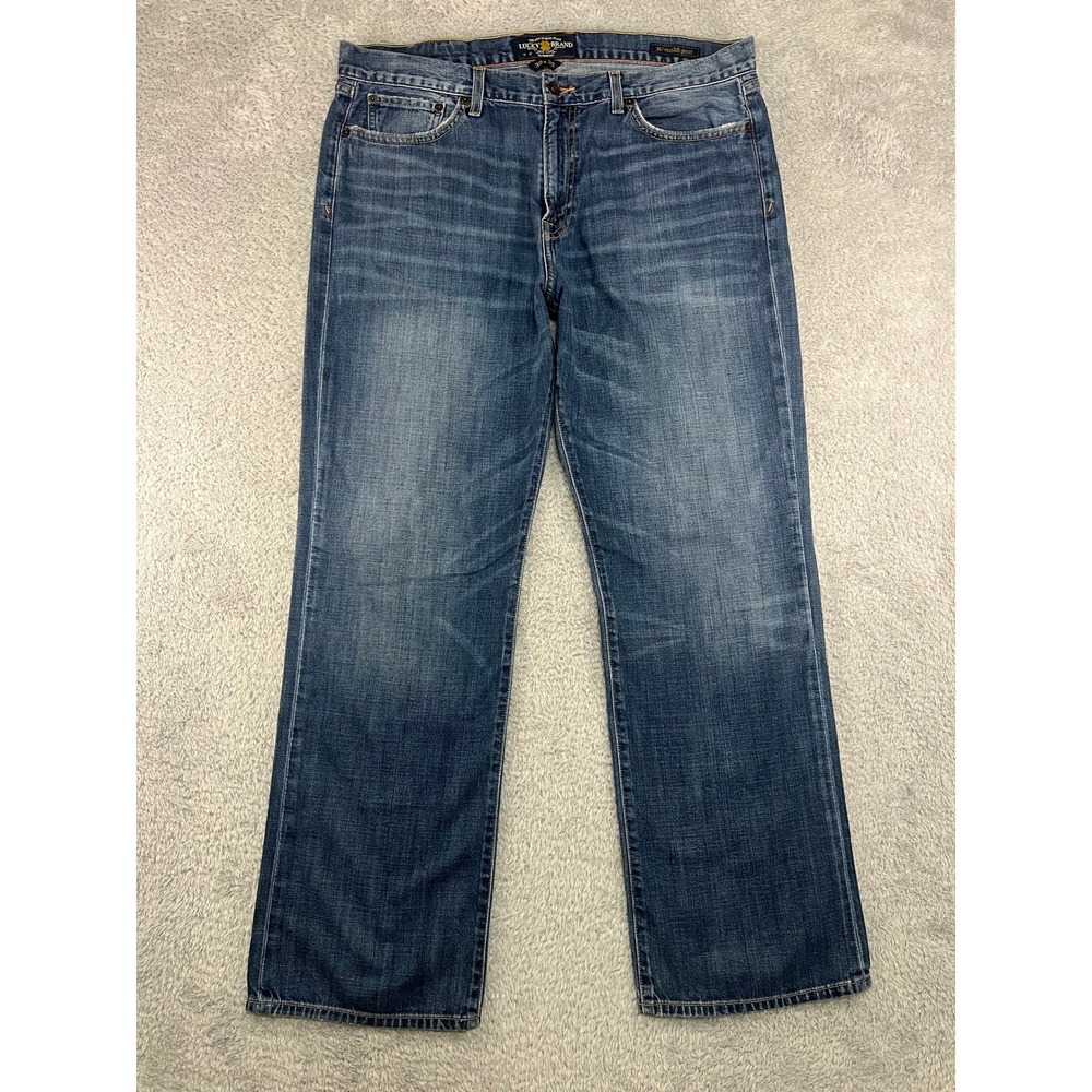 Lucky Brand Jeans Men 38x32 Blue 367 Vintage Boot Distressed Denim